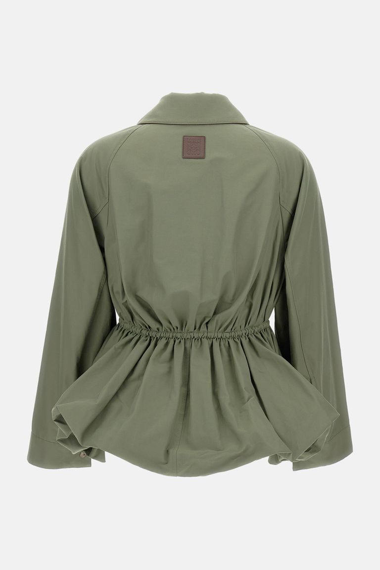 Loewe Womens Khaki Green Drawstring-waist Cotton-blend Jacket In Green