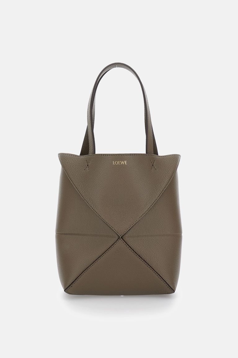 Loewe Puzzle Fold Tote Mini In Gray