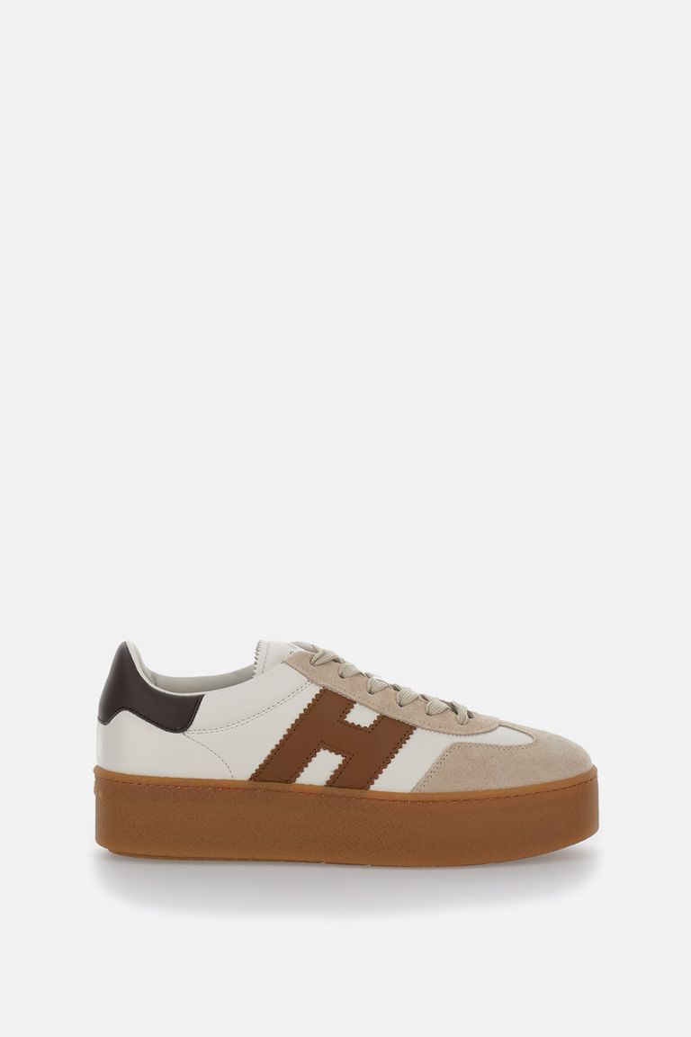 Hogan H681 Leather And Suede Platform Sneakers In Neutral